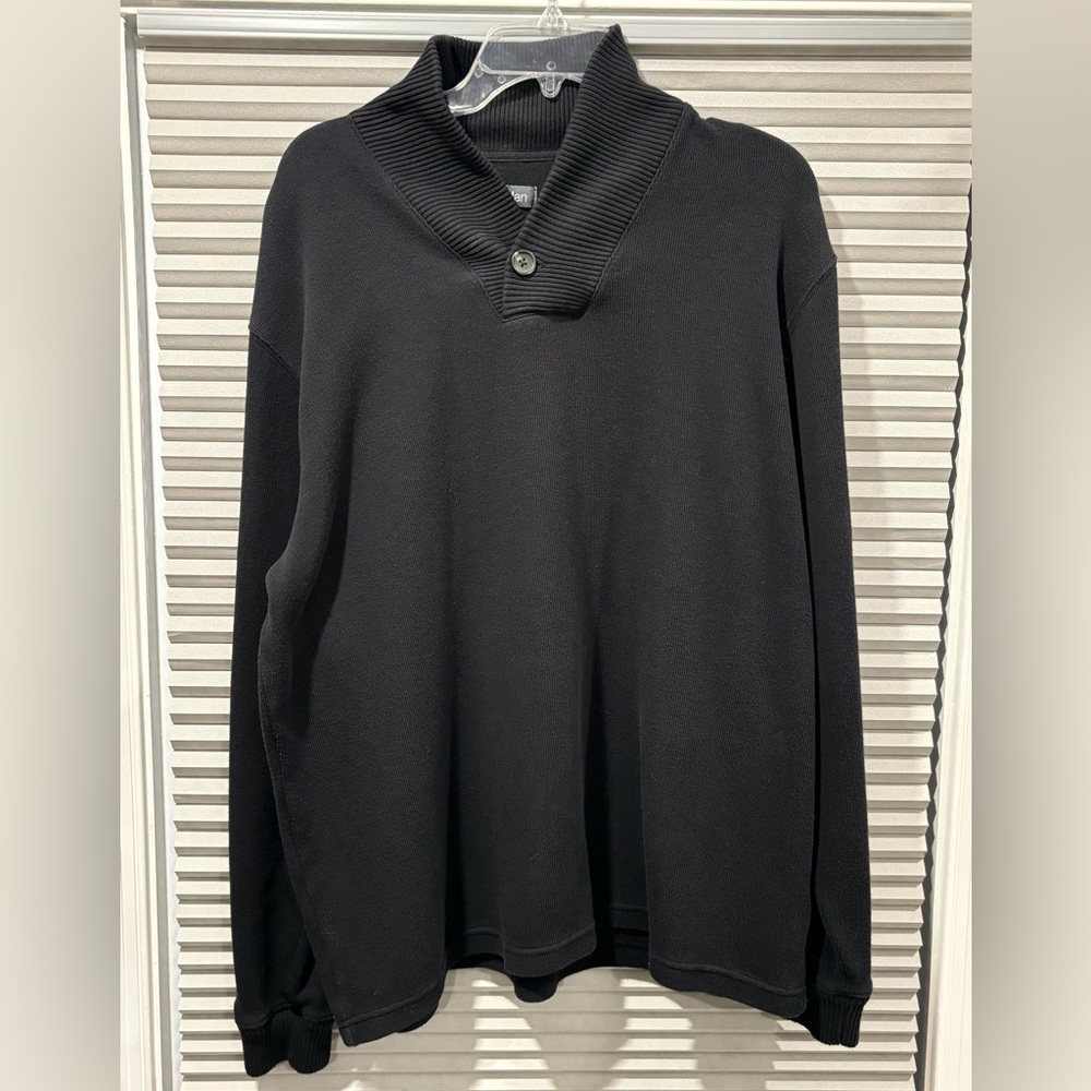Marks & Spencer Man Single Button Shawl Collar Black Sweater Sz XL Xmas Winter